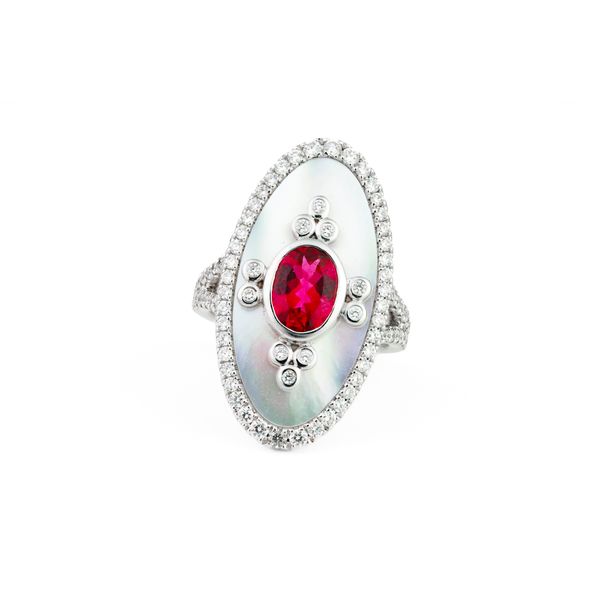 Rubellite, Mother of Pear & Diamond Ring Dominion Jewelers Falls Church, VA