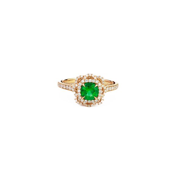 Emerald & Diamond Halo Ring Dominion Jewelers Falls Church, VA