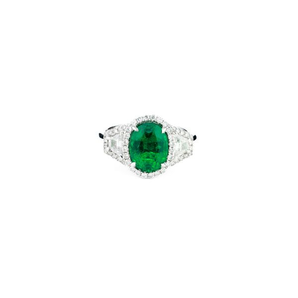 3 Stone Emerald & Diamond Ring Dominion Jewelers Falls Church, VA