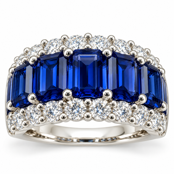 Emerald Cut Blue Sapphire & Diamond Ring Dominion Jewelers Falls Church, VA