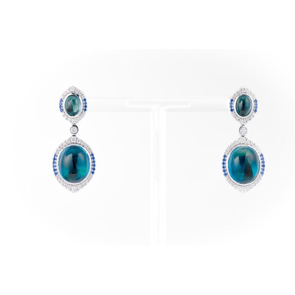 Oval London Blue Topaz, Sapphire & Diamond Earrings Dominion Jewelers Falls Church, VA