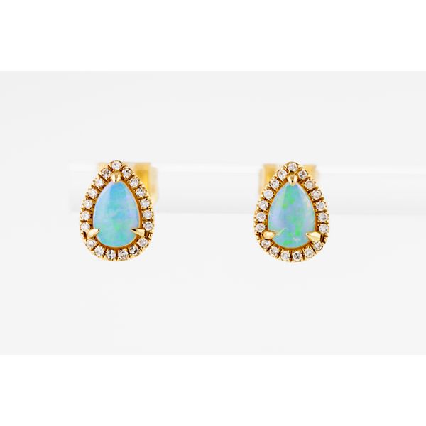 Pear Opal & Diamond Halo Earrings Dominion Jewelers Falls Church, VA