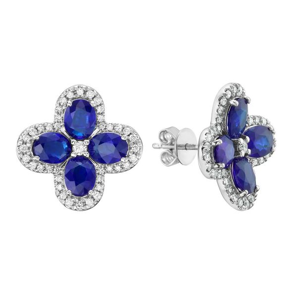 Oval Sapphire & Diamond Halo Earrings Dominion Jewelers Falls Church, VA