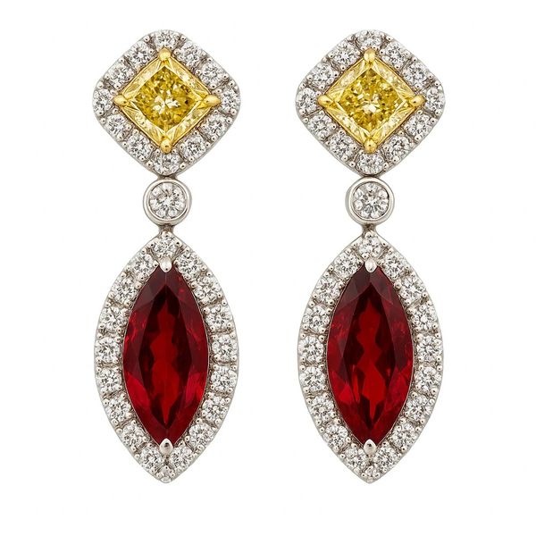 Marquise Rubie & Diamond Drop Earrings Dominion Jewelers Falls Church, VA