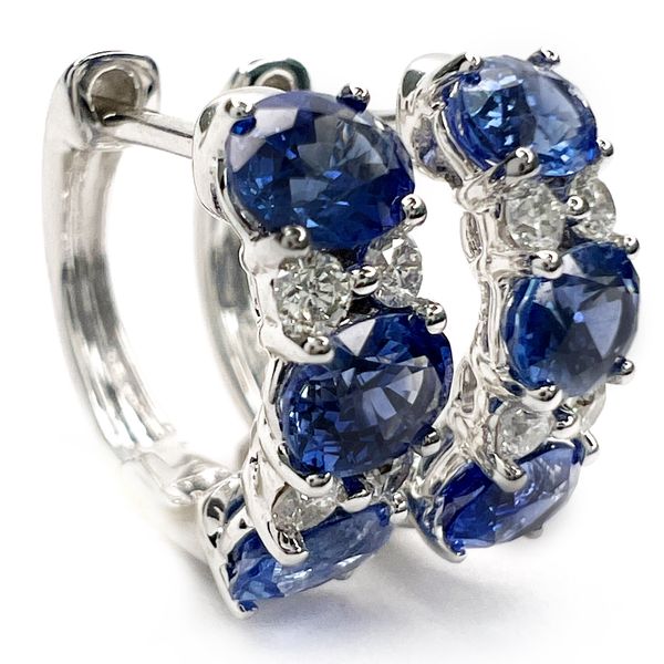 Oval Sapphire & Diamond Huggie Earrings Dominion Jewelers Falls Church, VA