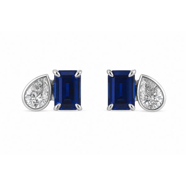 Diamond & Pear Shape Sapphire Earrings Dominion Jewelers Falls Church, VA