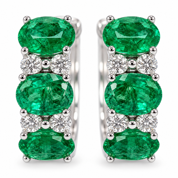 Emerald & Diamond Huggie Earrings Dominion Jewelers Falls Church, VA