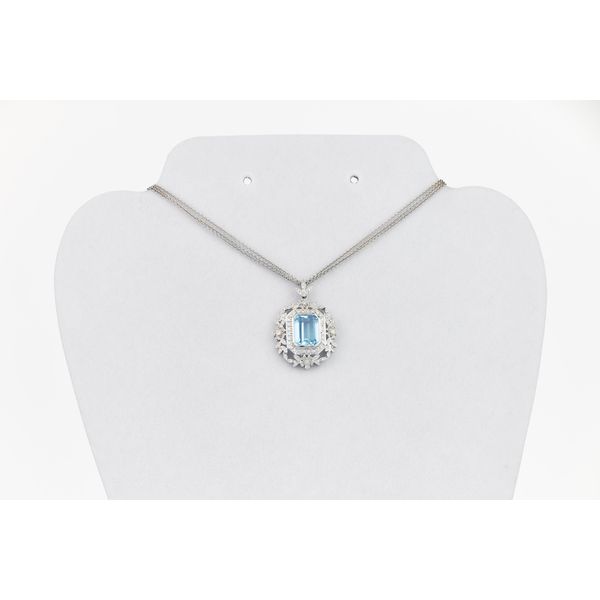 Emerald Cut Blue Topaz & Diamond Drop Pendant Dominion Jewelers Falls Church, VA