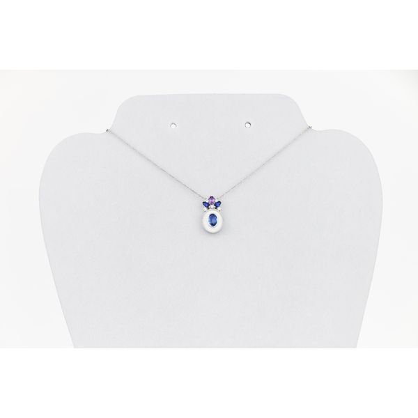 Gold Enameled Sapphire & Diamond Necklace Dominion Jewelers Falls Church, VA
