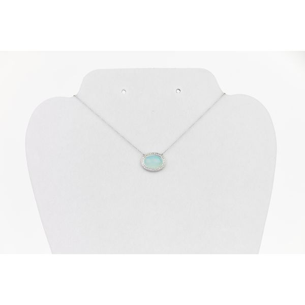 Bezel Set Oval Chalcedony & Diamond Necklace Dominion Jewelers Falls Church, VA