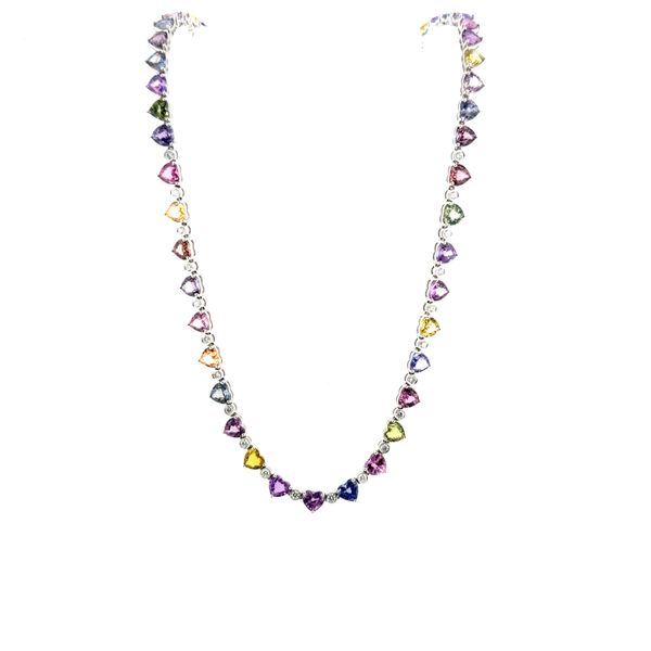 Heart Shape Multi-Color Sapphire & Round Diamond Necklace Dominion Jewelers Falls Church, VA