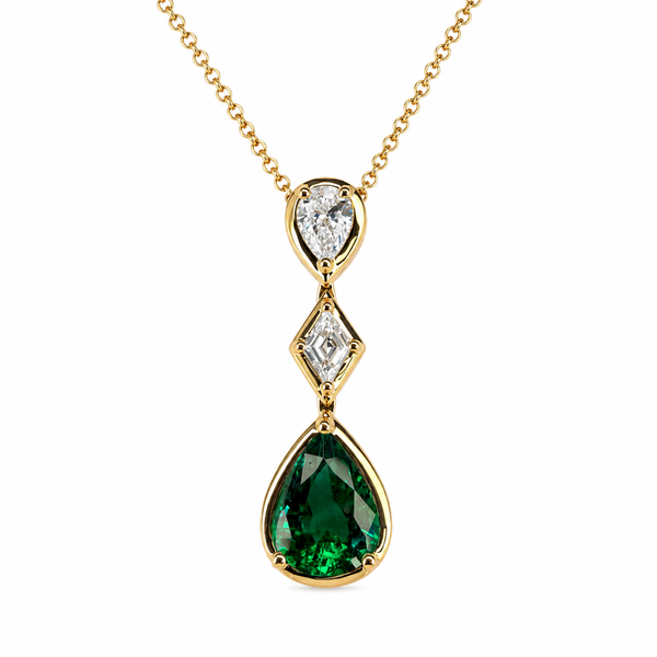 Pear Shape Emerald & Diamond Necklace Dominion Jewelers Falls Church, VA