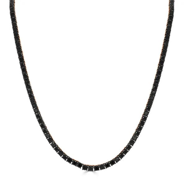 14K Gold Black Diamond Tennis Necklace Dominion Jewelers Falls Church, VA