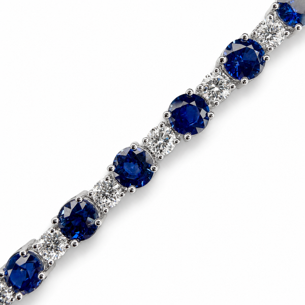 Platinum Diamond & Sapphire Tennis Bracelet Dominion Jewelers Falls Church, VA