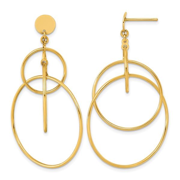 18K Yellow Gold Circle Dangle Earrings Dominion Jewelers Falls Church, VA