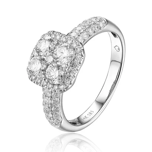 SQUARE HALO CLUSTER DIAMOND RING Dondero's Jewelry Vineland, NJ