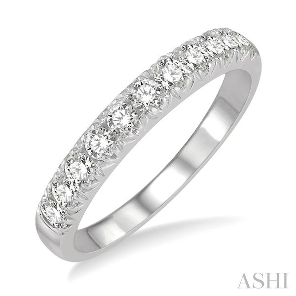 ASHI 14K White Gold Diamond Wedding Band with 11  Full Cut Diamonds @.50 (T) SI3-I1/I-J Dondero's Jewelry Vineland, NJ