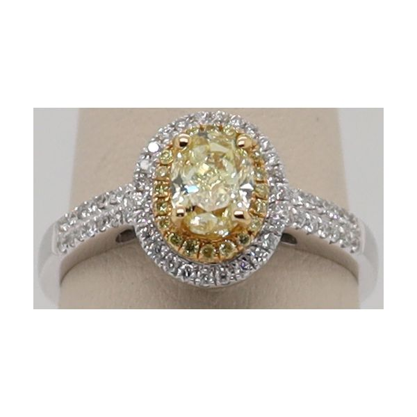 OVAL DOUBLE HALO NATURAL YELLOW DIAMOND RING Dondero's Jewelry Vineland, NJ