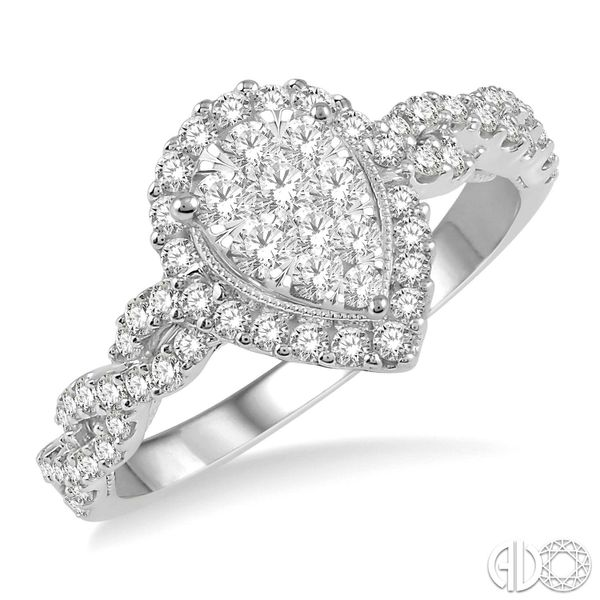 PEAR SHAPED HALO/CLUSTER DIAMOND ENGAGEMENT RING Dondero's Jewelry Vineland, NJ