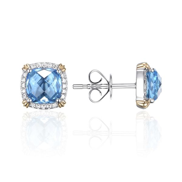 BLUE TOPAZ and DIAMOND POST EARRINGS Dondero's Jewelry Vineland, NJ