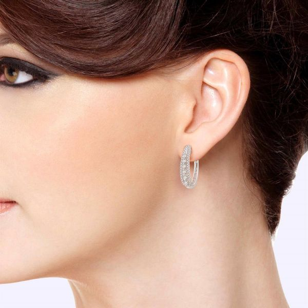 Diamond Hoop Earrings Image 4 Dondero's Jewelry Vineland, NJ