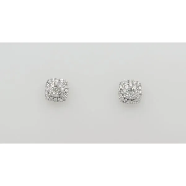 DIAMOND SQUARE HALO CLUSTER STUD EARRINGS Dondero's Jewelry Vineland, NJ