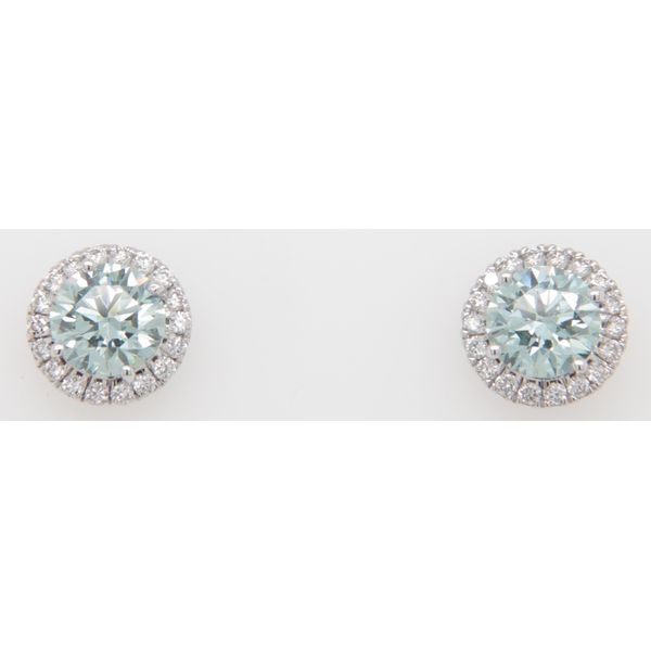 14K White Gold Lab Created Blue Diamond Stud Earrings Dondero's Jewelry Vineland, NJ