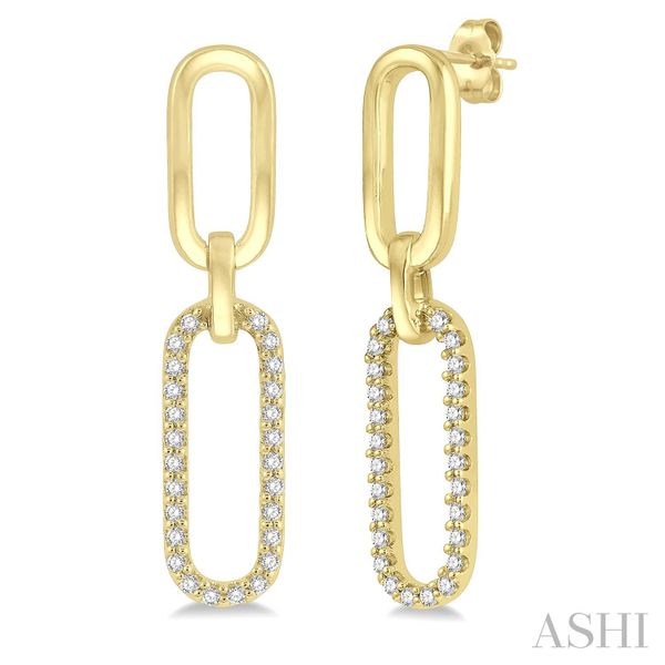 ASHI 14K Yellow Gold Paperclip Diamond Earrings with  52 Full Cut Diamonds @ .15 (T) SI2-3/G-H Dondero's Jewelry Vineland, NJ