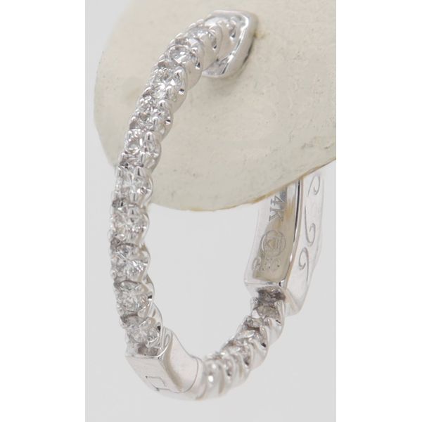 14K Yellow Gold Small Round Inside Outside Diamond Hoop Earrings Dondero's Jewelry Vineland, NJ