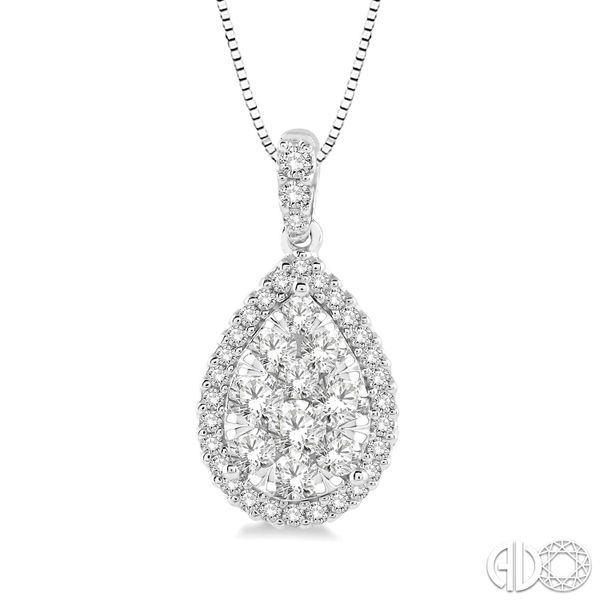 DIAMOND PEAR-SHAPED CLUSTER/HALO PENDANT with DIAMOND BAIL Dondero's Jewelry Vineland, NJ