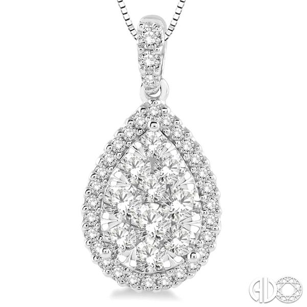 DIAMOND PEAR SHAPED HALO/CLUSTER PENDANT/NECKLACE Dondero's Jewelry Vineland, NJ