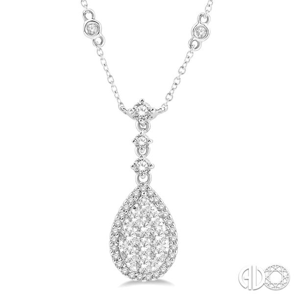 PEAR SHAPED HALO/CLUSTER DIAMOND NECKLACE Dondero's Jewelry Vineland, NJ