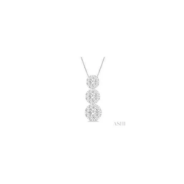 GRADUATED THREE-STONE CLUSTER DIAMOND NECKLACE Dondero's Jewelry Vineland, NJ