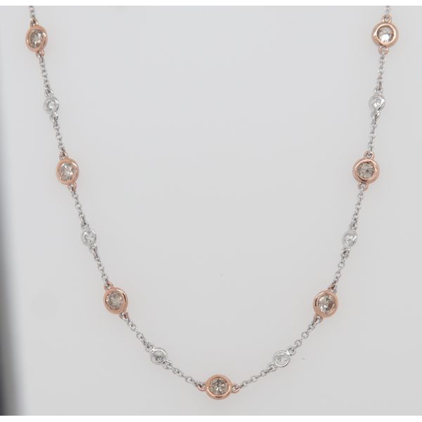 14K White & Rose Gold Diamond Station Necklace Dondero's Jewelry Vineland, NJ