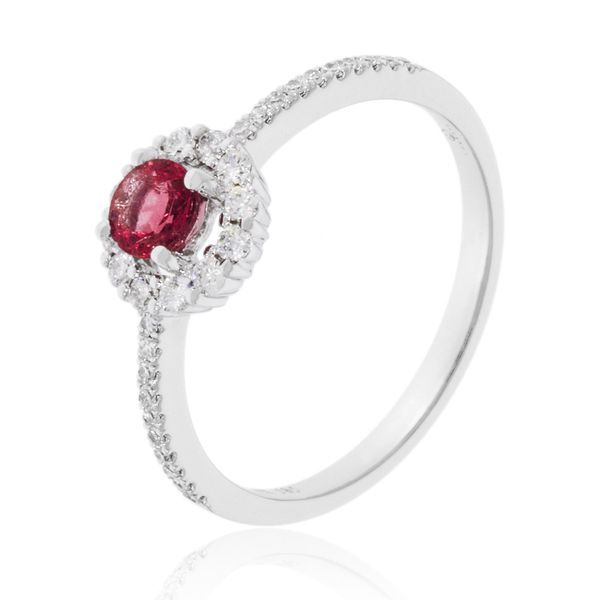 ROUND HALO RUBY and DIAMOND RING Dondero's Jewelry Vineland, NJ