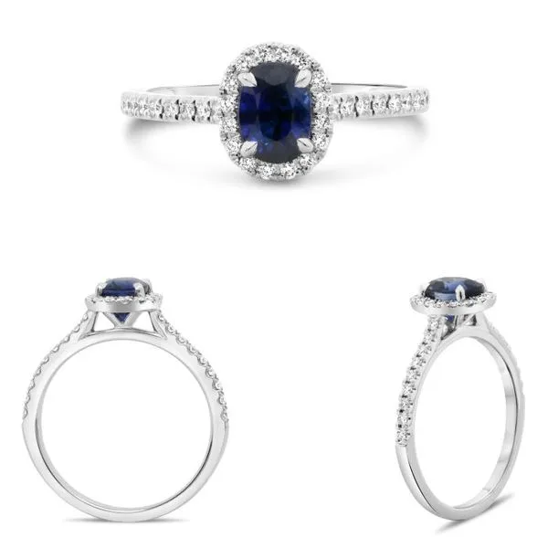 SAPPHIRE and DIAMOND OVAL HALO RING Image 2 Dondero's Jewelry Vineland, NJ