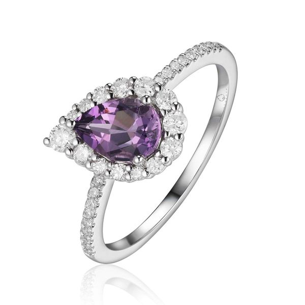 Amethyst/Diamond Pear Halo Ring Dondero's Jewelry Vineland, NJ