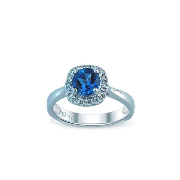 14K White Gold Swiss Blue Topaz & Diamond Ring Dondero's Jewelry Vineland, NJ
