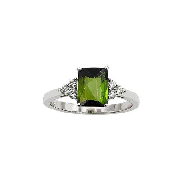 14 K White Gold Emerald Cut Aqua & Diamond Ring Dondero's Jewelry Vineland, NJ