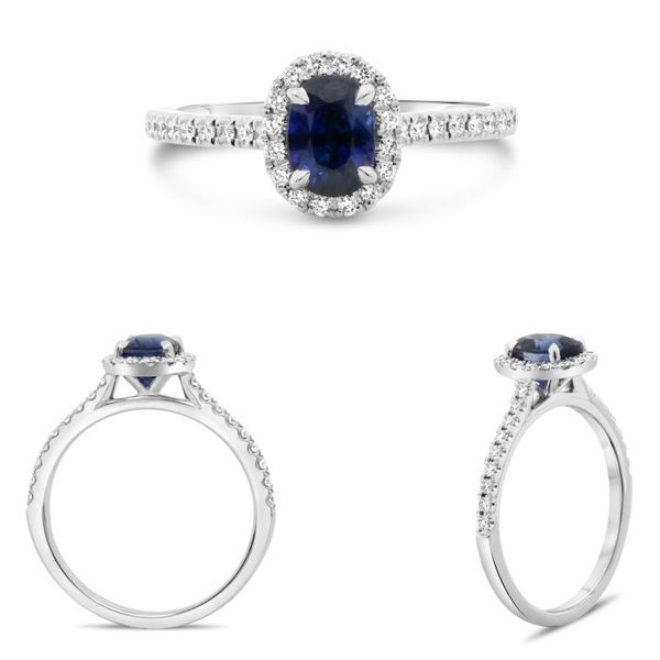 SAPPHIRE and DIAMOND OVAL HALO RING Image 2 Dondero's Jewelry Vineland, NJ