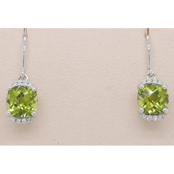 14W(2)C/C PERIDOT@3.60(T)+(16)F/C@.10(T)I/SI, F/W DANGLE EARS, STE180CK-P Dondero's Jewelry Vineland, NJ