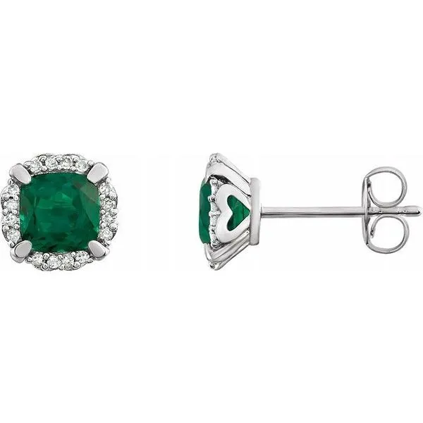 CREATED EMERALD and DIAMOND EARRINGS Dondero's Jewelry Vineland, NJ