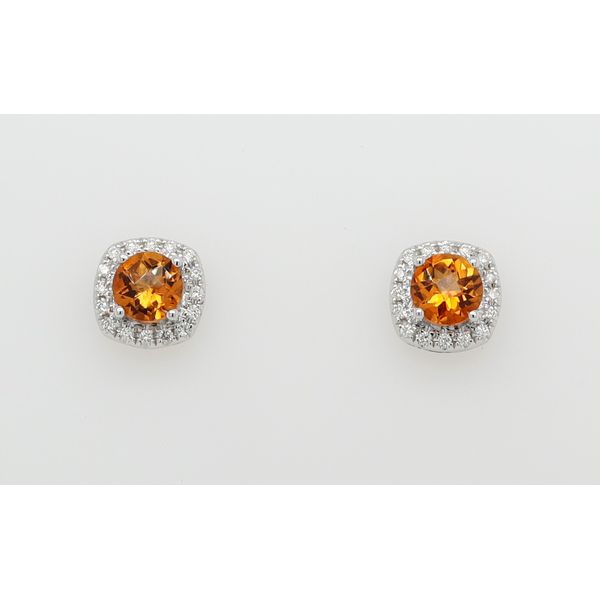 14K White Gold Citrine & Diamond Earrings Dondero's Jewelry Vineland, NJ