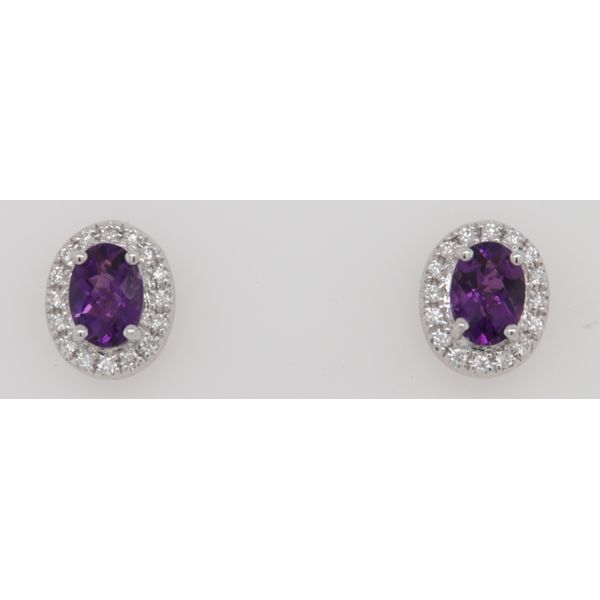 14K White Gold Amethyst & Diamond Earrigs Dondero's Jewelry Vineland, NJ