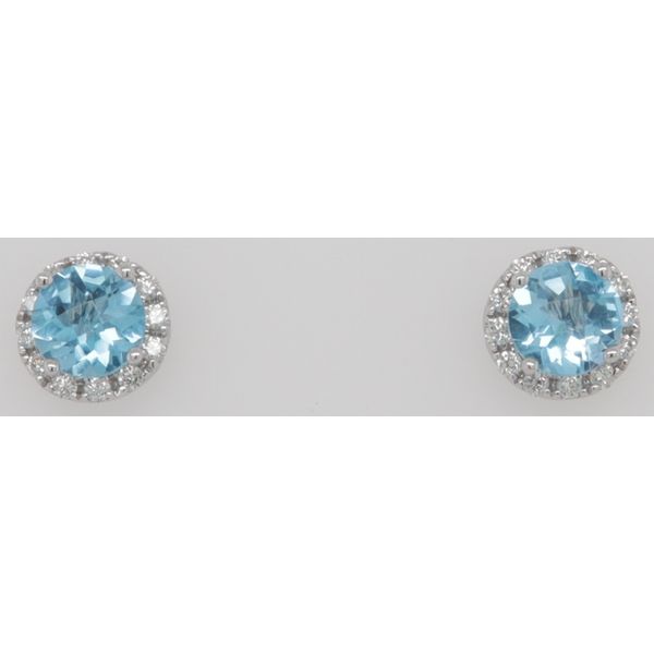 14K White Gold Swiss Blue Topaz & Diamond Halo Style Earrings Dondero's Jewelry Vineland, NJ