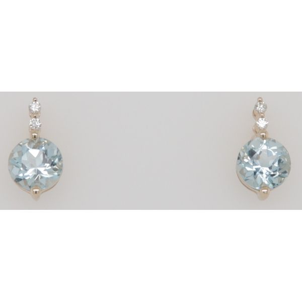 14K White Gold Aqua & Diamond Stud Earrings Dondero's Jewelry Vineland, NJ