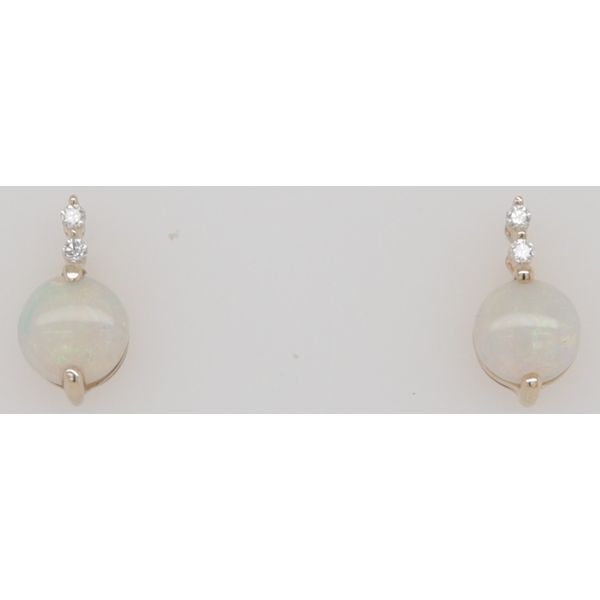 14K Yellow Gold Opal & Diamond Stud Earrings Dondero's Jewelry Vineland, NJ
