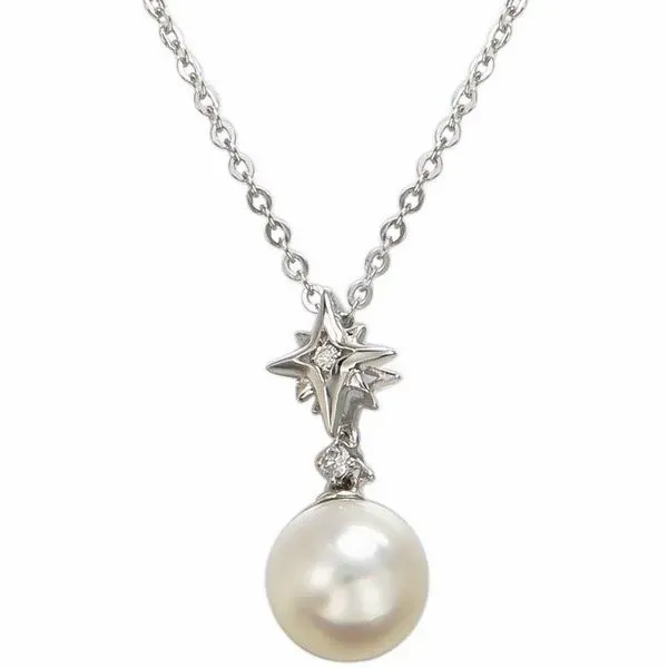 PEARL and DIAMOND STAR DROP PENDANT/NECKLACE Dondero's Jewelry Vineland, NJ