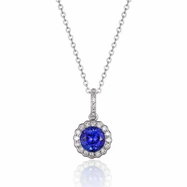 ROUND HALO TANZANITE and DIAMOND PENDANT/NECKLACE Dondero's Jewelry Vineland, NJ