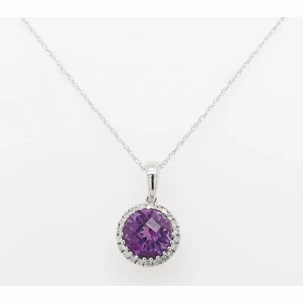 AMETHYST and DIAMOND HALO PENDANT/NECKLACE Dondero's Jewelry Vineland, NJ